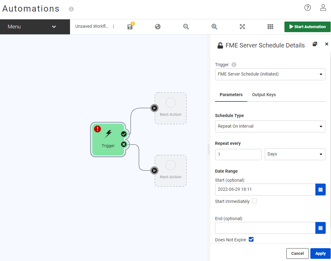 Configuring a Schedule trigger